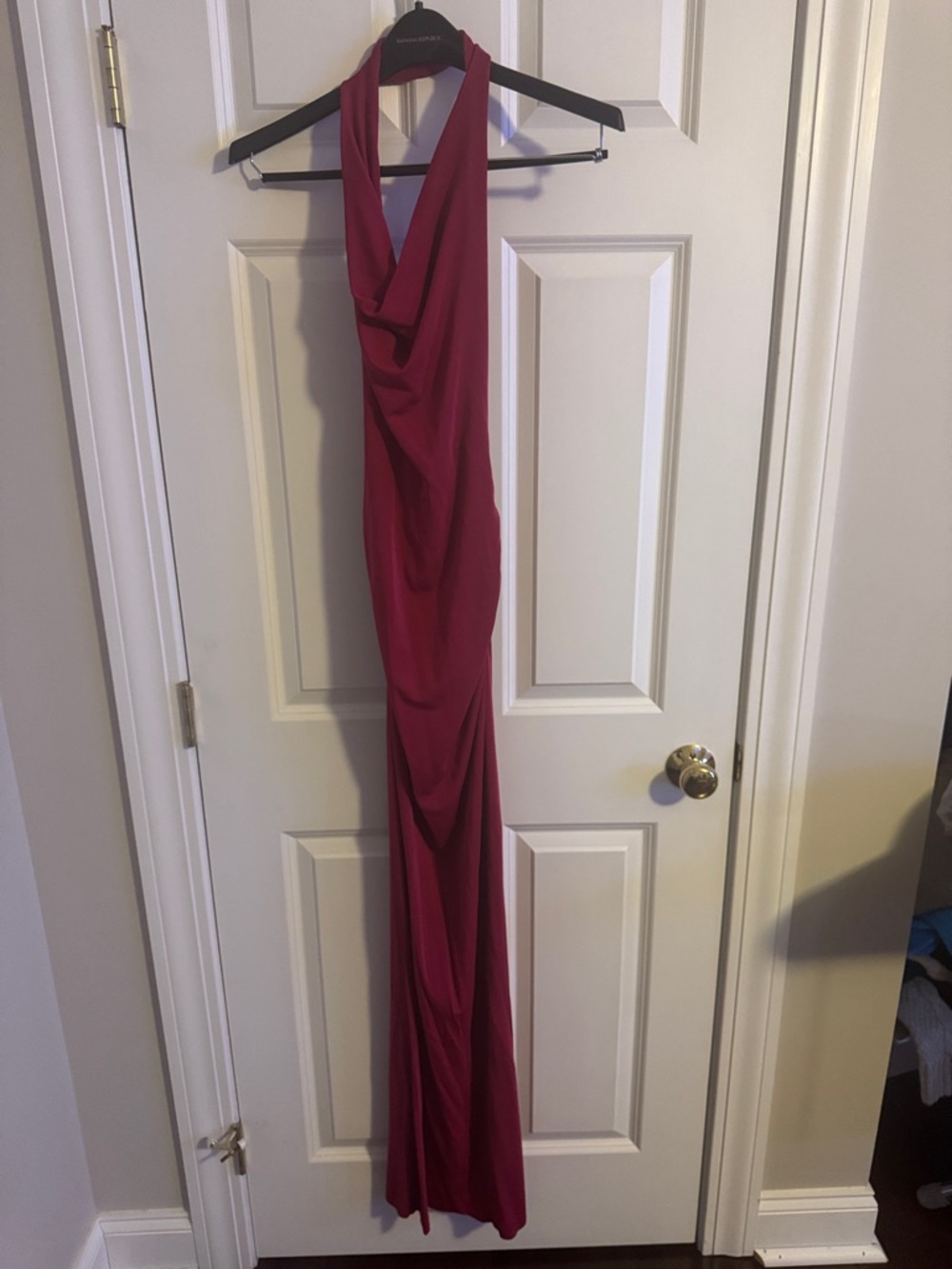 Nicole Miller Fuchsia Backless Halter Gown